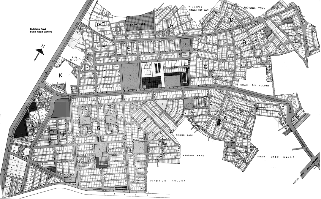 Gulshan Ravi Lahore. Please click on different areas of map  to get it enlarge.