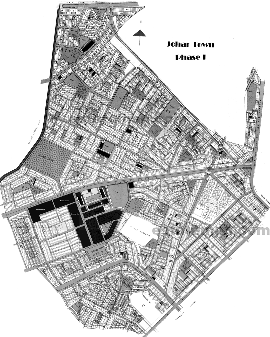 Johar Town Phase 1. Please click on different areas of map  to get it enlarge.