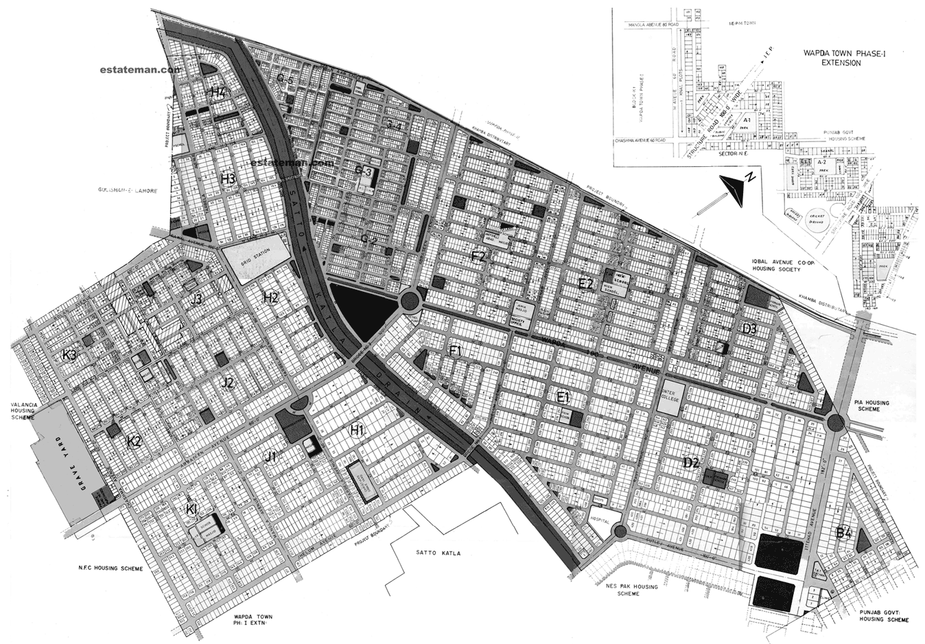 WAPDA Employee's Housing Society. Please click on different areas of map  to get it enlarge.
